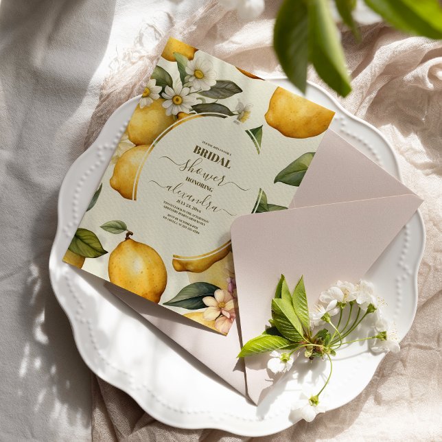 Bridal Shower Vintage Lemon Foliage Mediterranean Invitation (Creator Uploaded)