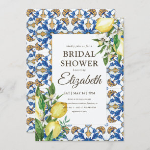 Bridal Shower Vintage Lemon Foliage Mediterranean Invitation