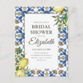 Bridal Shower Vintage Lemon Foliage Mediterranean Invitation Postcard (Front)