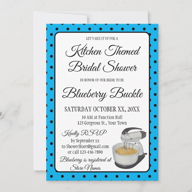 Bridal Shower Vintage Polka Dots Bows Blue (Front)