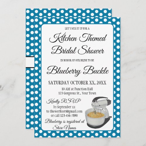 Bridal Shower Vintage Polka Dots Bows Blue