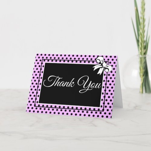 Bridal Shower Vintage Polka Dots Bows Lavender Thank You Card