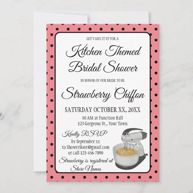 Bridal Shower Vintage Polka Dots Bows PInk (Front)