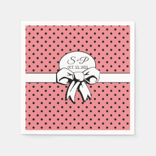 Bridal Shower Vintage Polka Dots Bows PInk Napkins