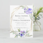 BRIDAL SHOWER | Violet Anemone Floral Bouquets Invitation (Standing Front)