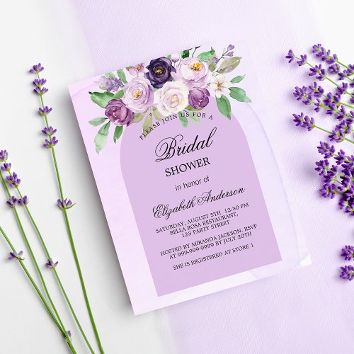 Bridal shower violet flowers budget invitation