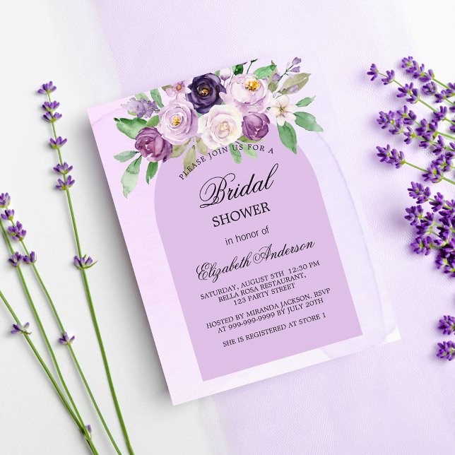 Bridal shower violet flowers budget invitation flyer (Creator Uploaded)