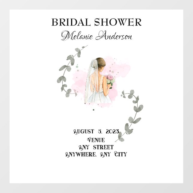 Bridal Shower Wall Decal. Editable text. Wall Decal (Front)