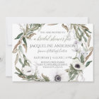 Bridal Shower Watercolor Anemone Olive Leaf Wreath