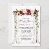 Bridal Shower Watercolor Burgundy Floral Canopy Invitation (Front)