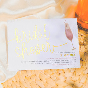 Bridal Shower Watercolor Champagne Bridal Shower Foil Invitation