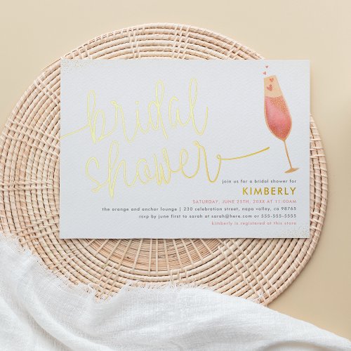 Bridal Shower Watercolor Champagne Bridal Shower Foil Invitation