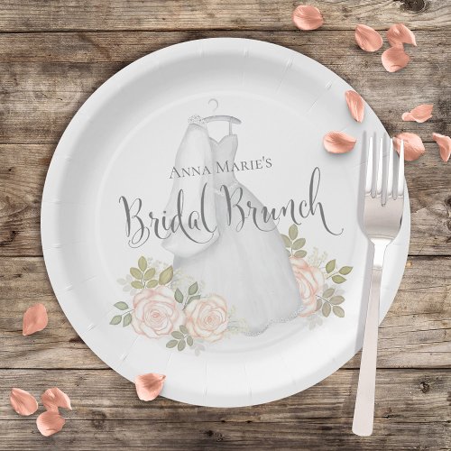 Bridal Shower Watercolor Elegant Floral Brunch Paper Plates