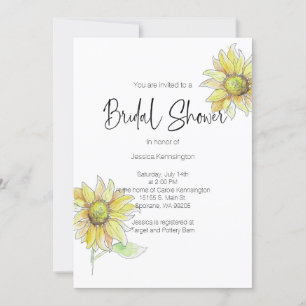 Bridal Shower Watercolor Fall Sunflower Invitation