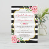 Bridal Shower Watercolor Floral Gold Glitter Decor Invitation (Standing Front)