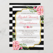 Bridal Shower Watercolor Floral Gold Glitter Decor Invitation (Front/Back)