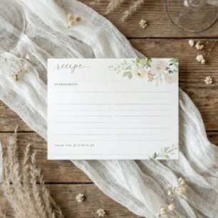Bridal Shower Watercolor Floral Greenery Recipe Enclosure Card
