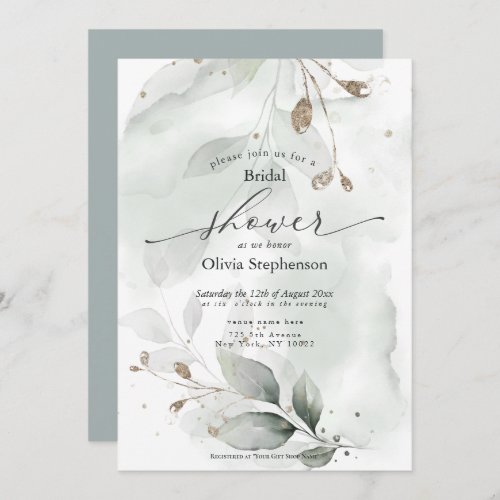  Bridal Shower Watercolor Greenery Invitation