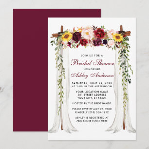 Bridal Shower Watercolor Mixed Floral Canopy Invitation