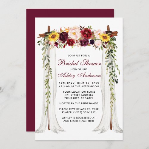 Bridal Shower Watercolor Mixed Floral Canopy Invitation