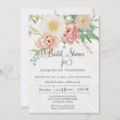 Bridal Shower Watercolor Navy Blue n White Floral Invitation (Front)