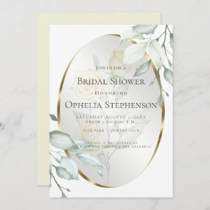 BRIDAL SHOWER Watercolor Pale Yellow Rose Invitation