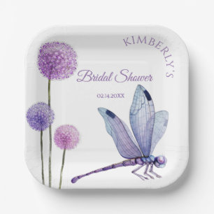 Bridal Shower Watercolor Purple Flowers  Paper Pla Plates