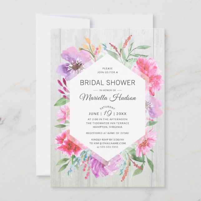 Bridal Shower Watercolor Spring Bouquet Decoupage Invitation (Front)