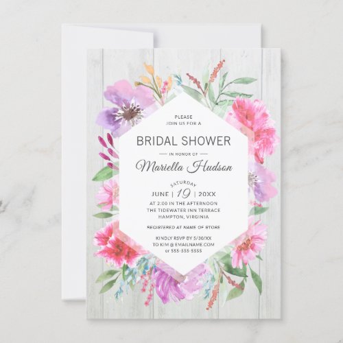 Bridal Shower Watercolor Spring Bouquet Decoupage Invitation