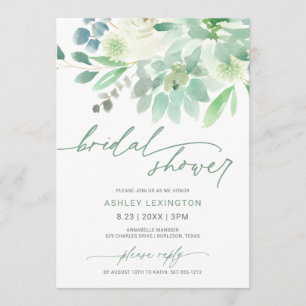 Bridal Shower Watercolor Succulent Greenery Invitation