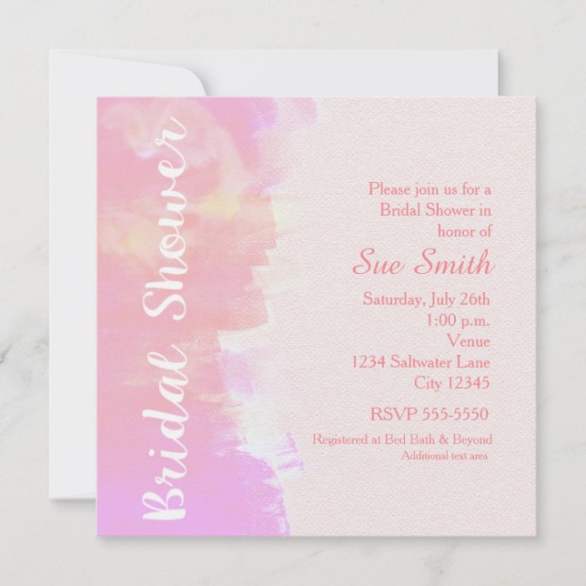 BRIDAL SHOWER Watercolor Tropical Pink Invitation (Front)