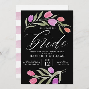 BRIDAL SHOWER Watercolor Tulip Floral Invitation