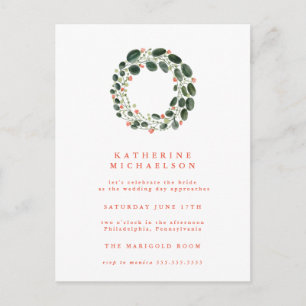 BRIDAL SHOWER Watercolor Wreath Invitation Postcard