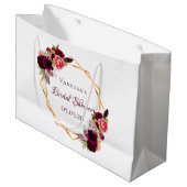 Bridal Shower watercolored florals burgundy gold Large Gift Bag (Front Angled)