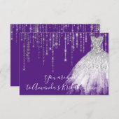 Bridal Shower Waves Dress Gray Grey Silver Purple Invitation (Front/Back)