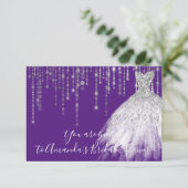Bridal Shower Waves Dress Gray Grey Silver Purple Invitation (Standing Front)