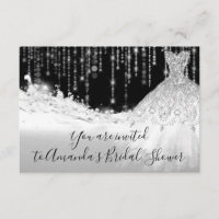 Bridal Shower Waves Glitter Gray Grey Silver Black