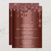 Bridal Shower Wedding Birthday Brown Glitter Drips Invitation (Front/Back)