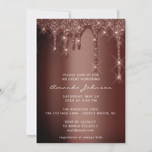 Bridal Shower Wedding Birthday Chocolate  Drips Invitation