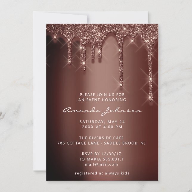 Bridal Shower Wedding Birthday Chocolate  Drips Invitation (Front)