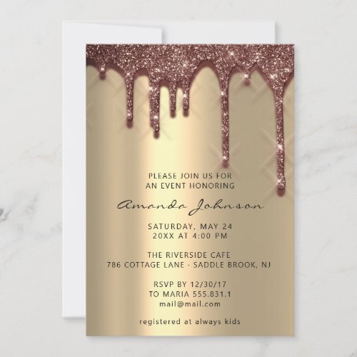 Bridal Shower Wedding Birthday Gold Gglittee Drips Invitation