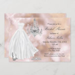 Bridal Shower Wedding Dress Beige Marble White Invitation at Zazzle