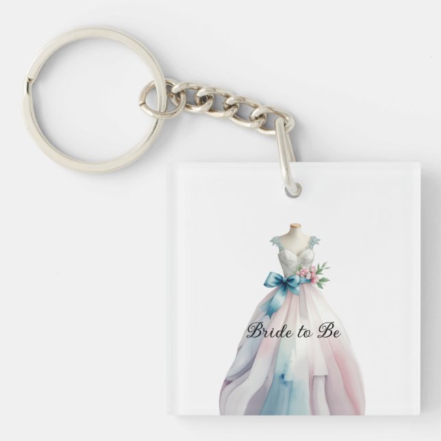 Bridal Shower Wedding Dress Bride to Be Keychain (Front)