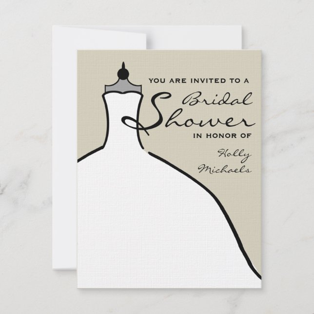 Bridal Shower - Wedding Dress Custom Color Invitation (Front)