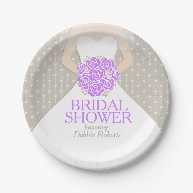 Bridal shower wedding dress custom paper plates (Front)