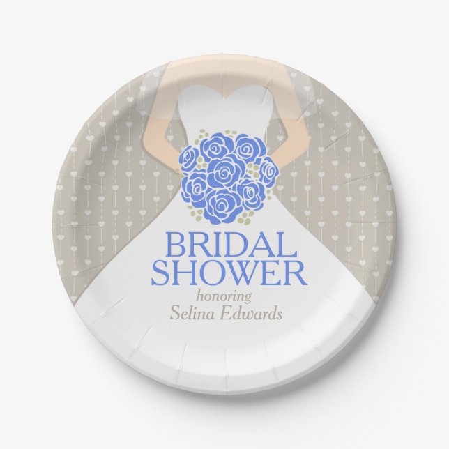 Bridal shower wedding dress custom paper plates (Front)