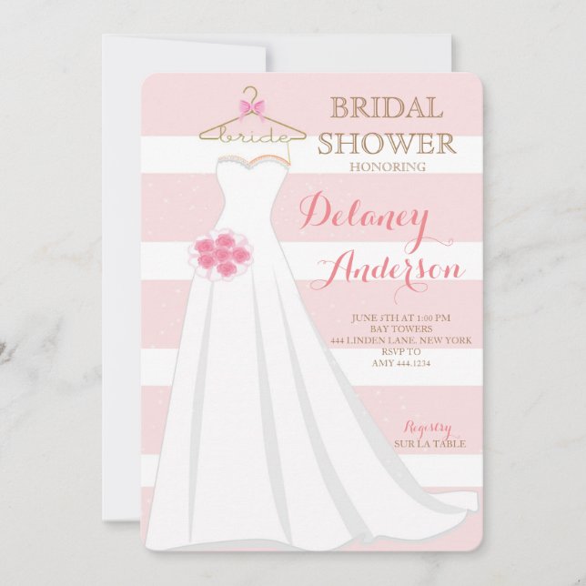 Bridal Shower Wedding Dress Invitations (Front)