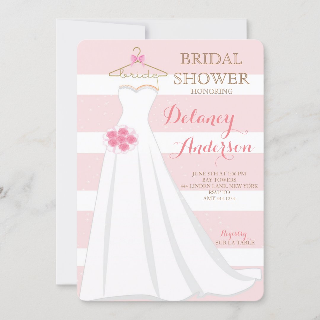 Bridal Shower Wedding Dress Invitations | Zazzle