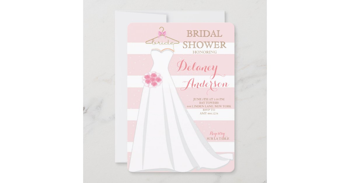 Bridal Shower Wedding Dress Invitations | Zazzle