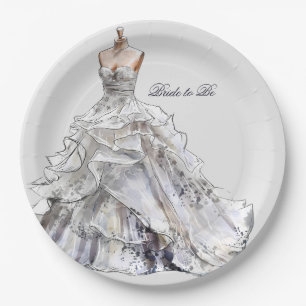 Bridal Shower Wedding Dress Paper Plates